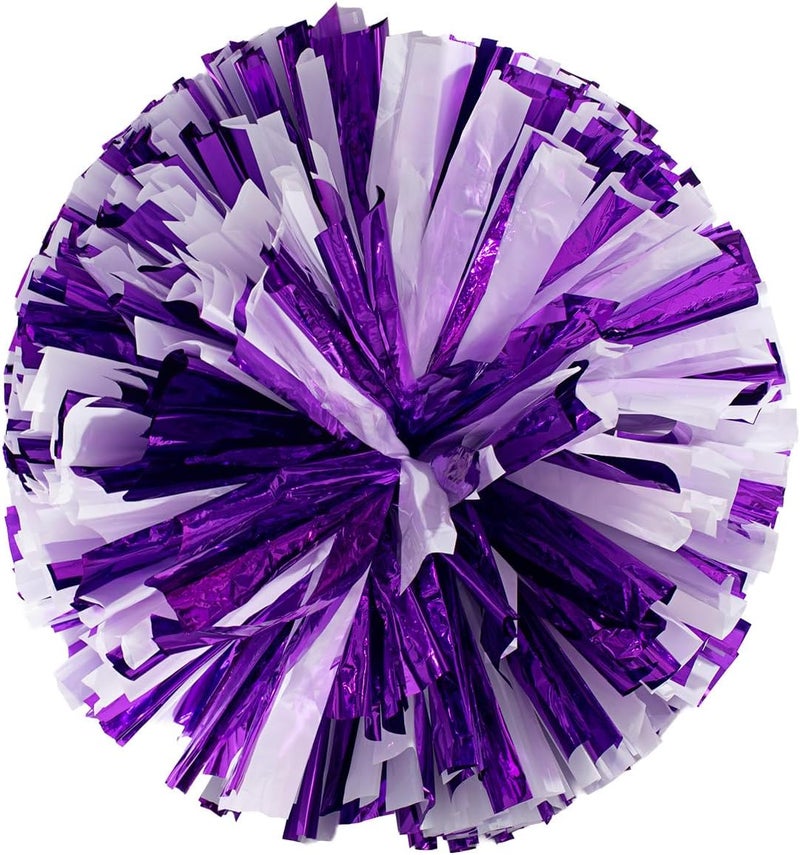 Anderson's Metallic Purple & White Foil Baton School Spirit Shakers, Cheerleader Pom Poms, Football, Basketball, Homecoming Squad, Team, Party, Dance, Club, Performance, Fan Celebration Pack of 2 - Image 1